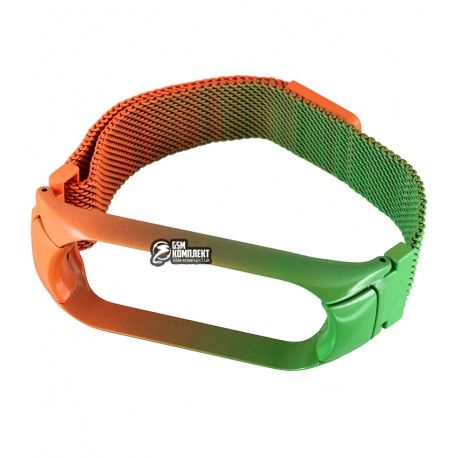 Браслет для Xiaomi Mi Band 5, Mi Band 6, міланська петля, зелено-жовтогарячий (156482)