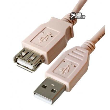 Кабель-подовжувач USB 2.0 - 5 м, гніздо USB - штекер USB, бежевий (128234)