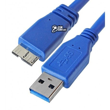 Кабель Micro-USB type B - USB, 1,8 метра, USB3.0, (micro-B-USB з живленням), синій (158306)