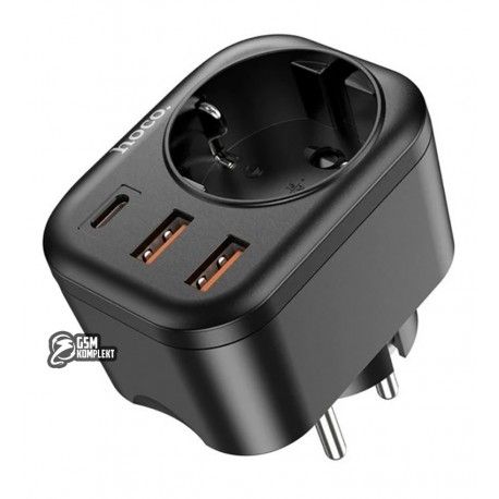 Мережевий фільтр Hoco NS3 1розетка, 2USB/1Type-C, QC/PD, 3A/20Вт (158536)