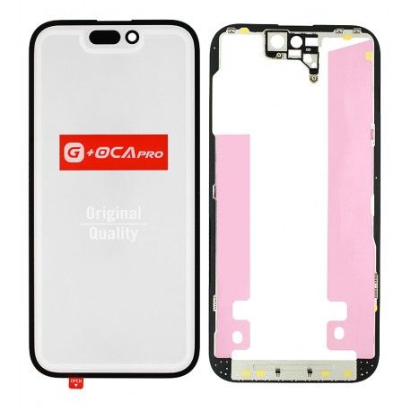 Скло дисплея для Apple iPhone 14 Pro, з OCA-плівкою, з олеофобним покриттям, загартоване, G+OCA Pro, чорне (159297)