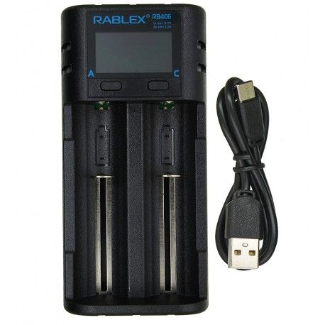 Зарядний пристрій Rablex RB-406, 2 канали, всі типи, Ni-Mh/Li-ion/Ni-CD/18650 (160557)