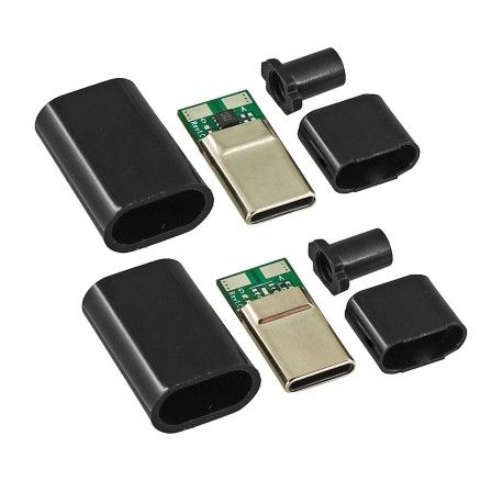 Комплект штекерів USB Type-C 4pin у корпусі PD 100W 20V 5A чорний (163480)